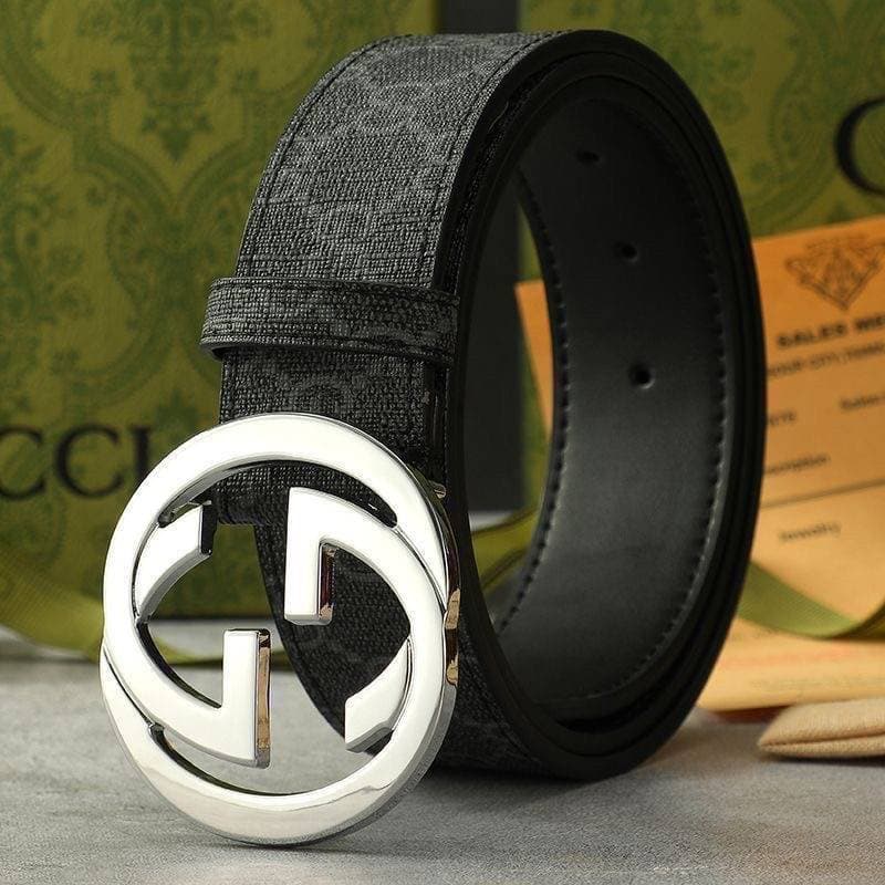 Ceinture en cuir à boucle double G classique pour homme, idéale pour les affaires et les déplacements, avec imprimé rétro et cuir de vachette r