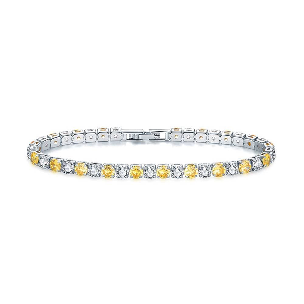 Bracelet en zircon à une rangée de diamants ronds de 4 mm, style tennis, bijou hip-hop à bordure croisée.
