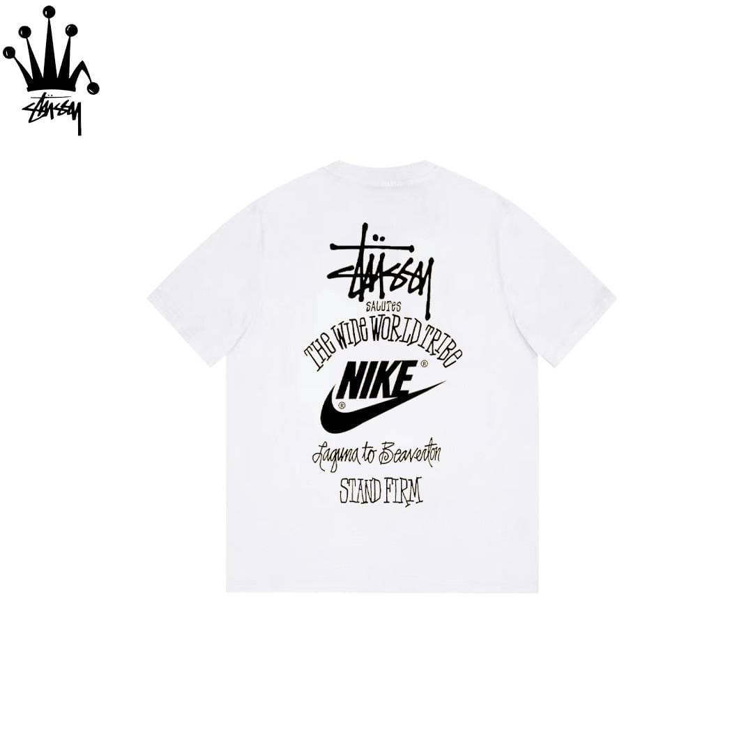 Stussy&Nike Collaboration Cylindrical Short Sleeved T-shirt Made Of Pure Cotton Fabric For Both Men And Women