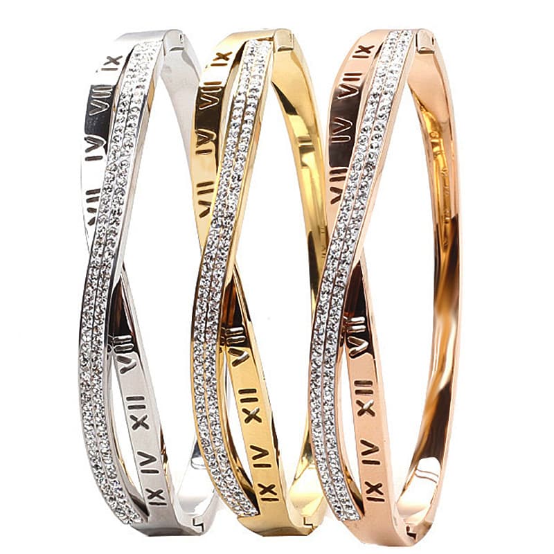Roman Letters Titanium Steel Hollow Female Letter Buckle K Gold Star Bracelet