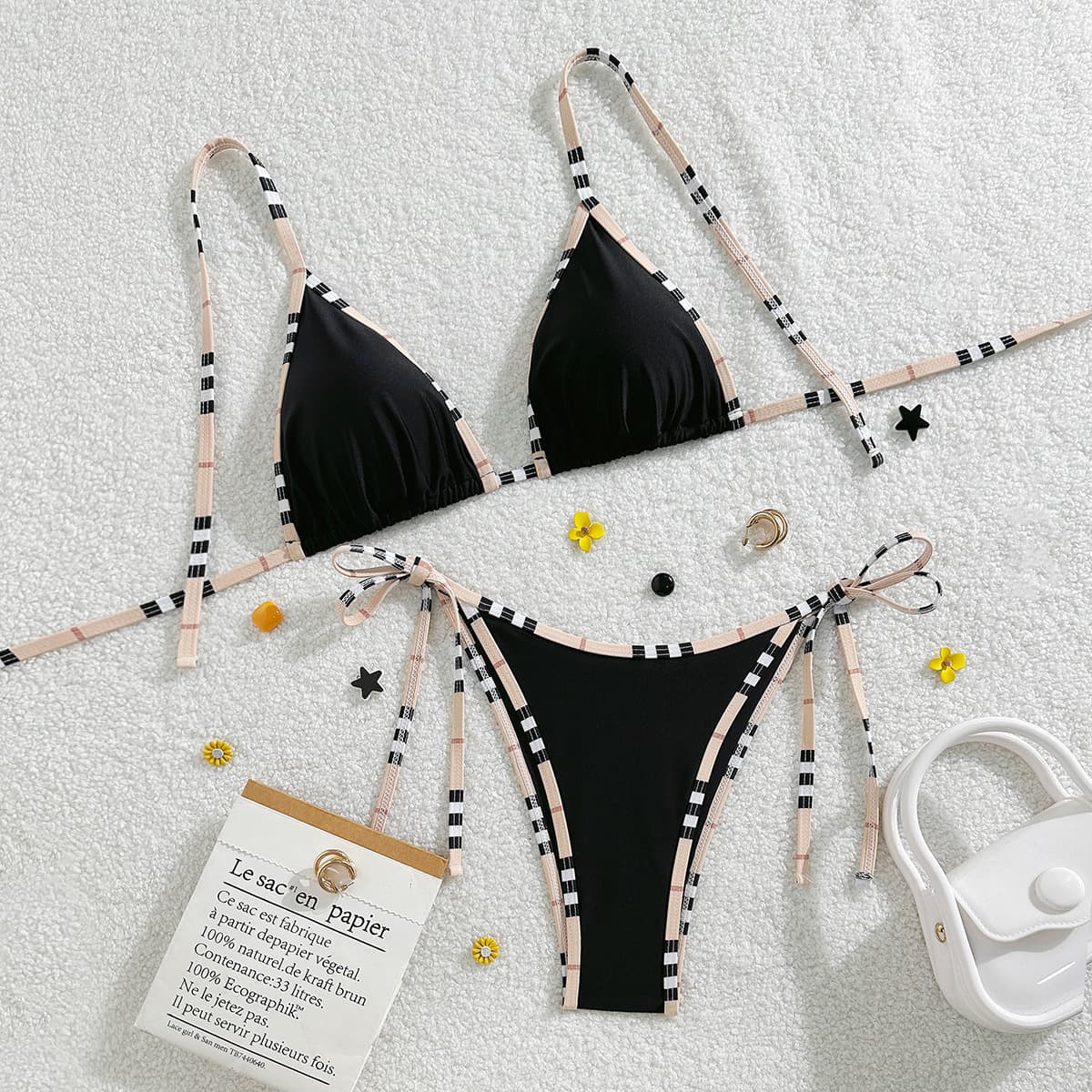 Women's Clothing Triangle Two Piece Swimsuit Bikini Sexy Polyester Spring/Summer/Autumn