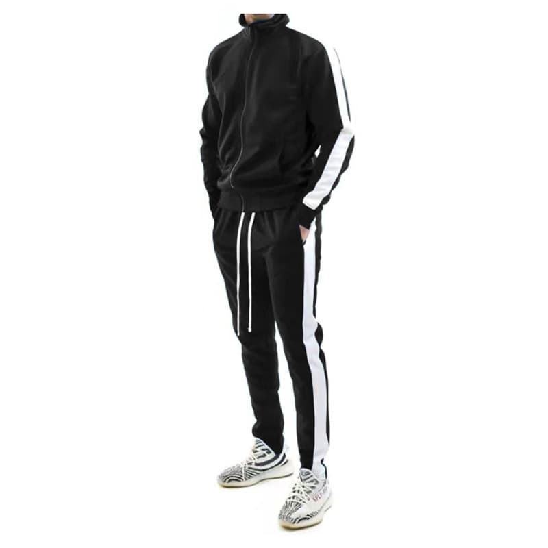 Ensemble de sport décontracté à col montant et couleurs contrastées pour jeunes hommes, nouvelle collection automne/hiver 2025