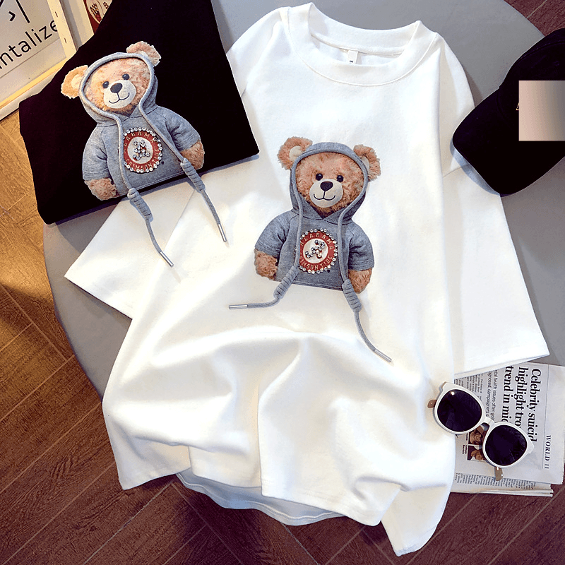 Women's Clothing Goods Large Version T Shirt Women Spring And Summer New Bear Short Sleeved Loose Trendy Brand Ins Half Sleeved Bottoming Shirt Top