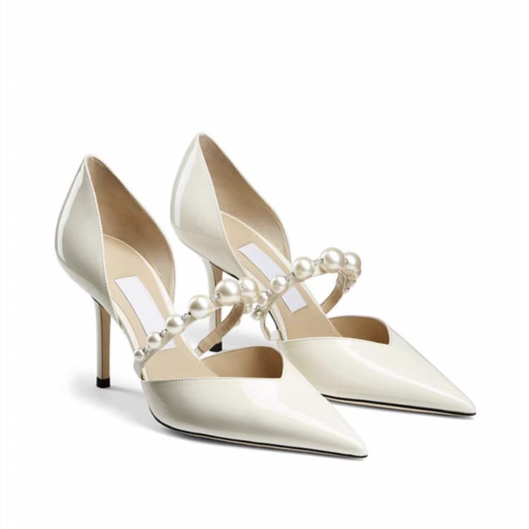 JC Pearl High Heels Stiletto French Socialite Style Niche Design Hollow High-end Women's Shoes