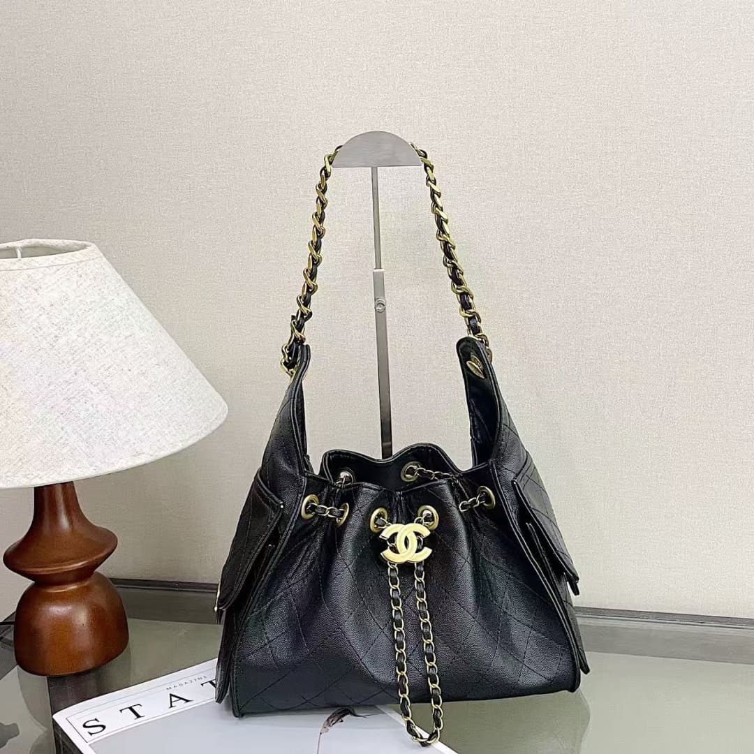 Nouveau sac seau tendance à chaîne pour femme, tendance et polyvalent, sac bandoulière à grille diamant haut de gamme et élégant
