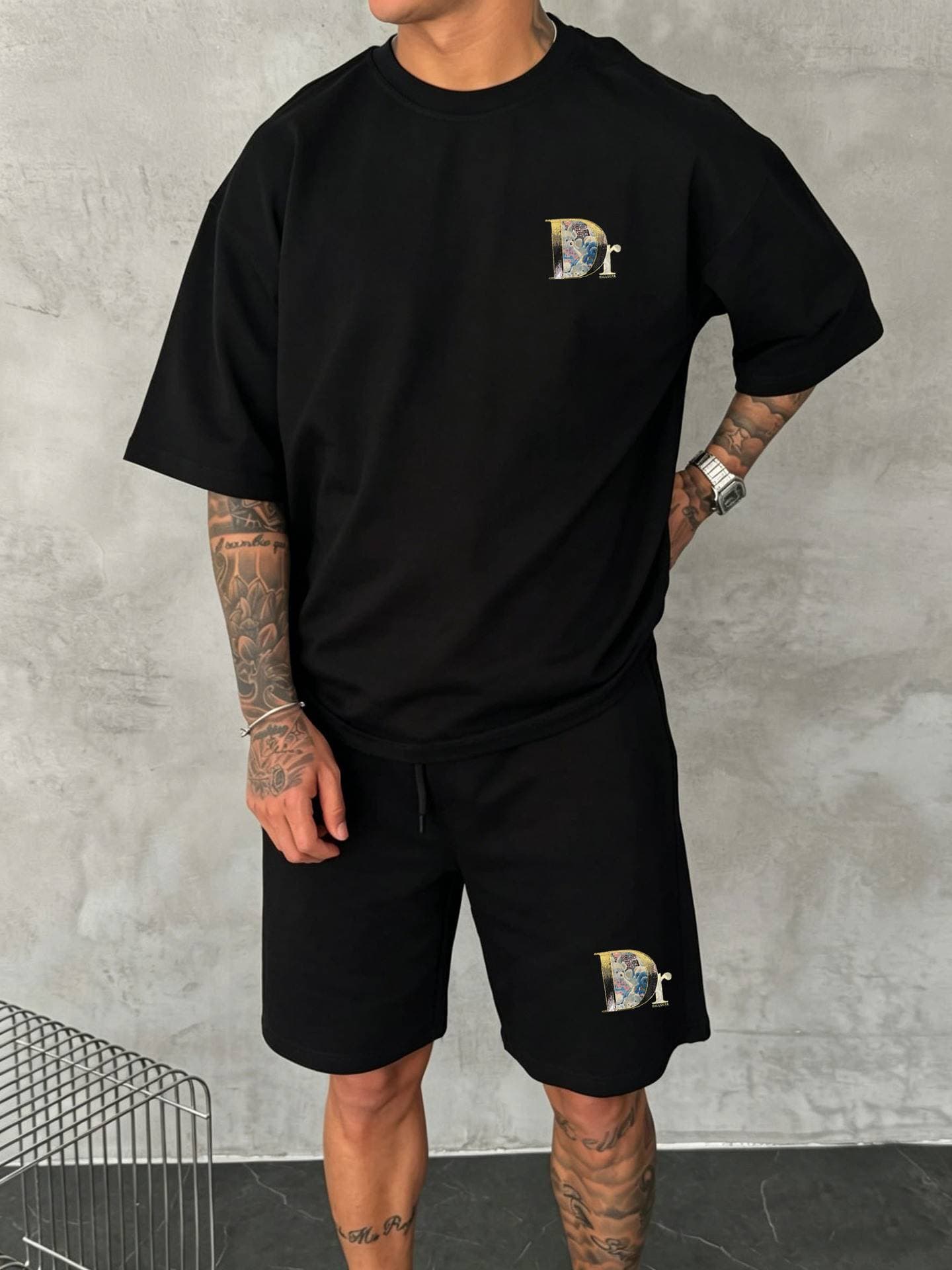 Men's Clothing Casual Sweater Two Piece Suit Cool Silk Knitted Polo Shirt Suit
