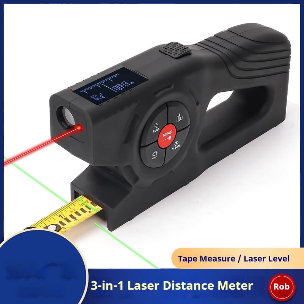 3-in-1 Laser Tape Measure – High-Precision Digital Measuring Tool With Cross-Line Laser & Auto-Calculation