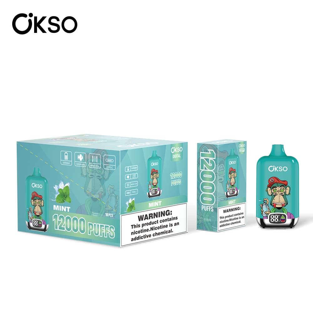 (Mise à niveau du produit ELF BOX 12 000 bouffées - 28 saveurs) Cigarette électronique jetable OKSO Digital 500 mAh, 12 000 bouffées, saveur fr