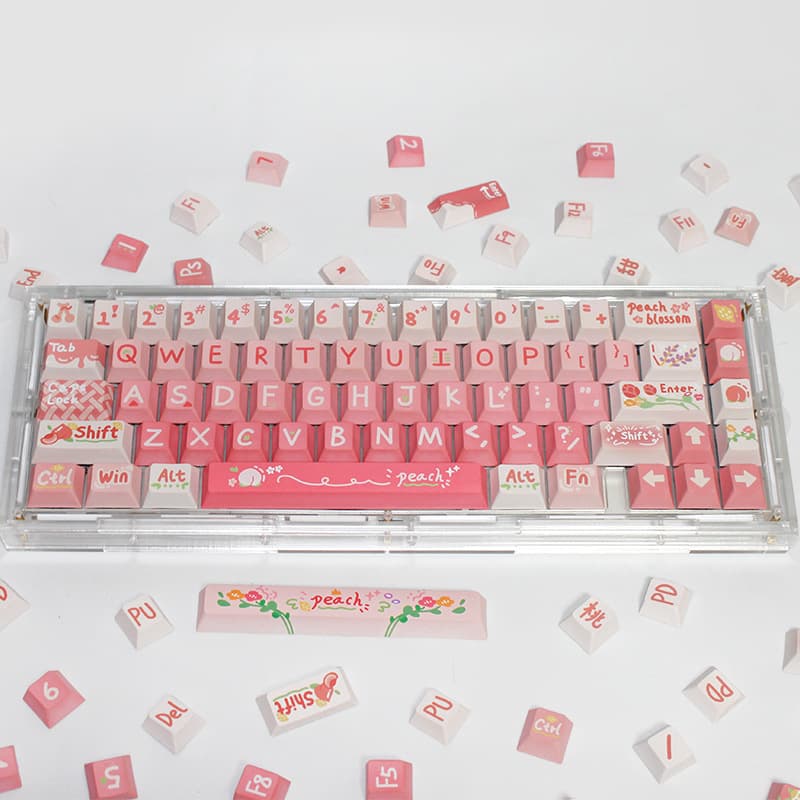 Pink Peach Original Factory Mechanical Keyboard Personalized Keycap Heat Upgraded PBT Accepts Customization
