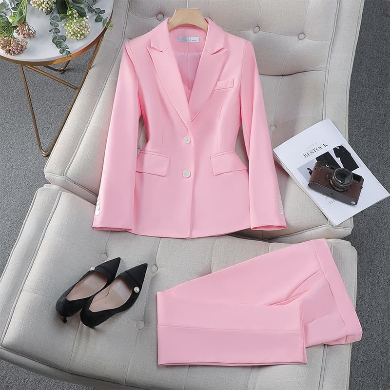 Women's Clothing Pink suit for women Spring and Autumn 2024 new professional suits formal suits temperament work clothes interview small suit jacket
