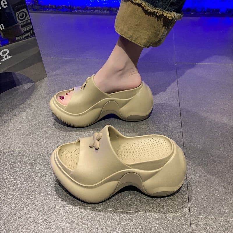 Internet Celebrity Slippers For Women Women's Sandals Eva Outer Wear Fashionable Cross Flower Slippers Thick Sole