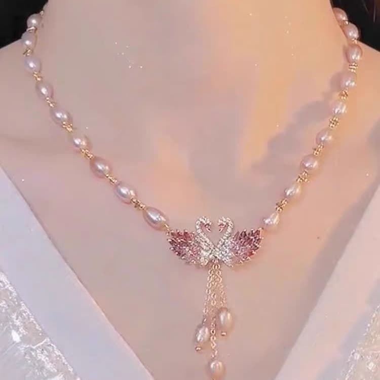 Sprg New Fashionable Swan Pearl Necklace With Niche Design, Versatile And High-end Elegant Temperament, Collarbone