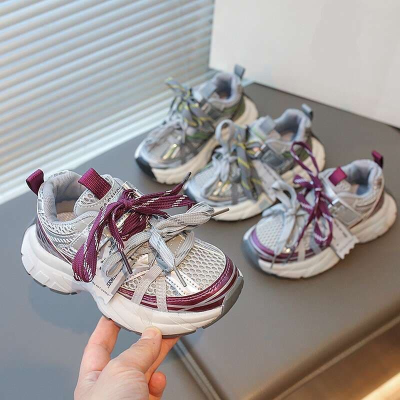 XUANMU Children Sports Shoes Unisex Kids Boys Girls Sneakers Mesh Breathable Shoes Tennis Casual Flat Footwear 21-30 Size Z0135