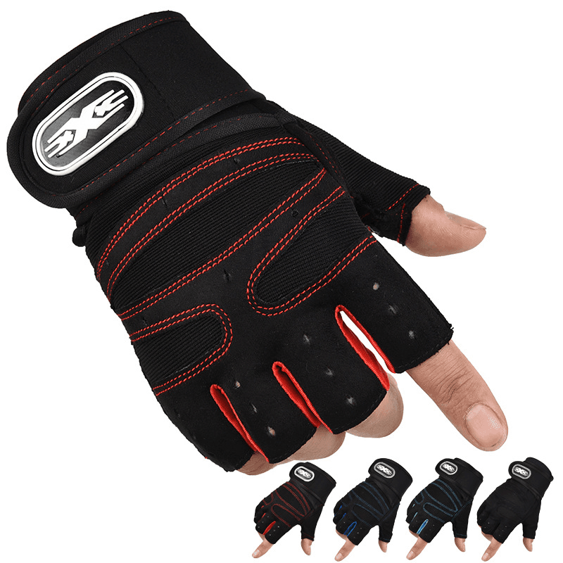 Unisex Half-Finger Gym Gloves – Non-Slip Breathable Workout Gloves With Wrist Support