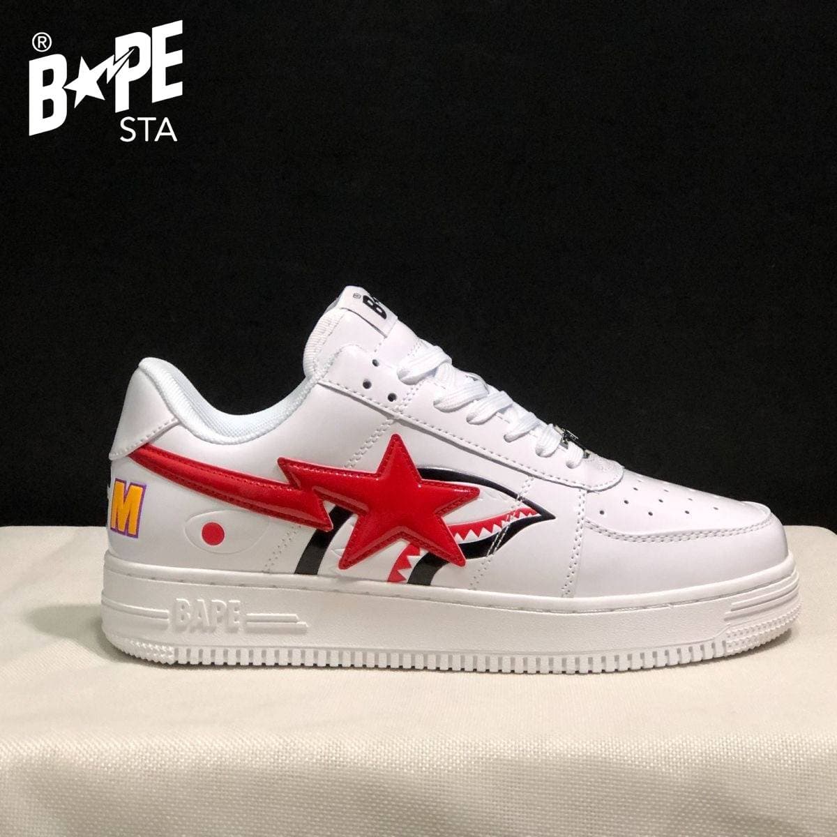 A BATHING-APE Classic Marvel-Lacquer Leather Splicing Fashion Board Shoes Air Force No.1 Board Shoes Unisex