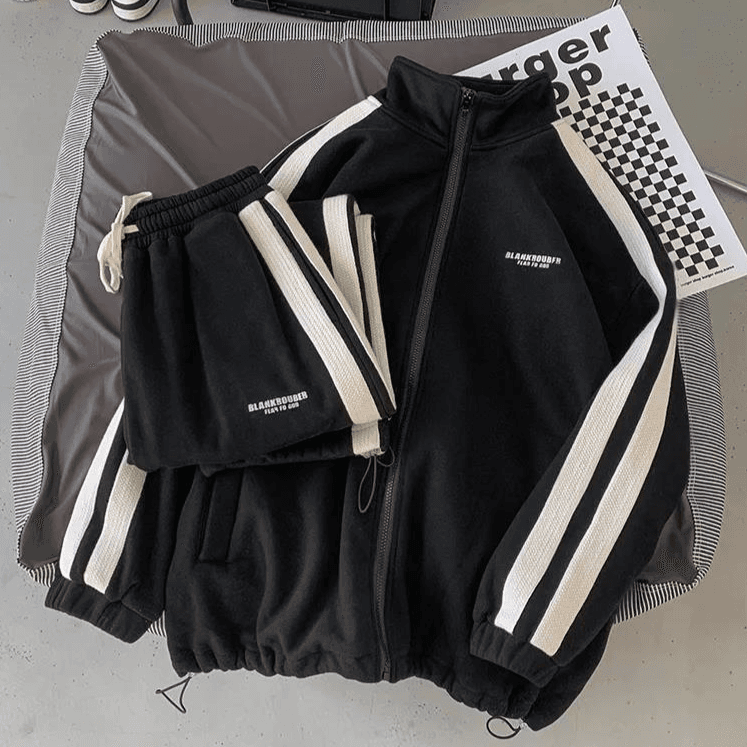 Women's Clothing Autumn New Men's Cardigan Sweater Suit Youth Stand Collar Casual Korean Sportswear Two Piece Suit Trendy