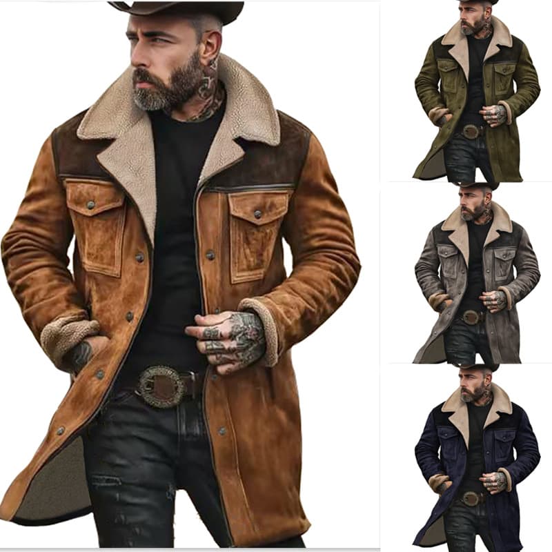 Men’s Suede-Like Bomber Jacket – Winter-Ready Zip-Up Coat With Multi-Pocket Design (100% Polyester) – Slim Fit For Casual & Commuter Wear