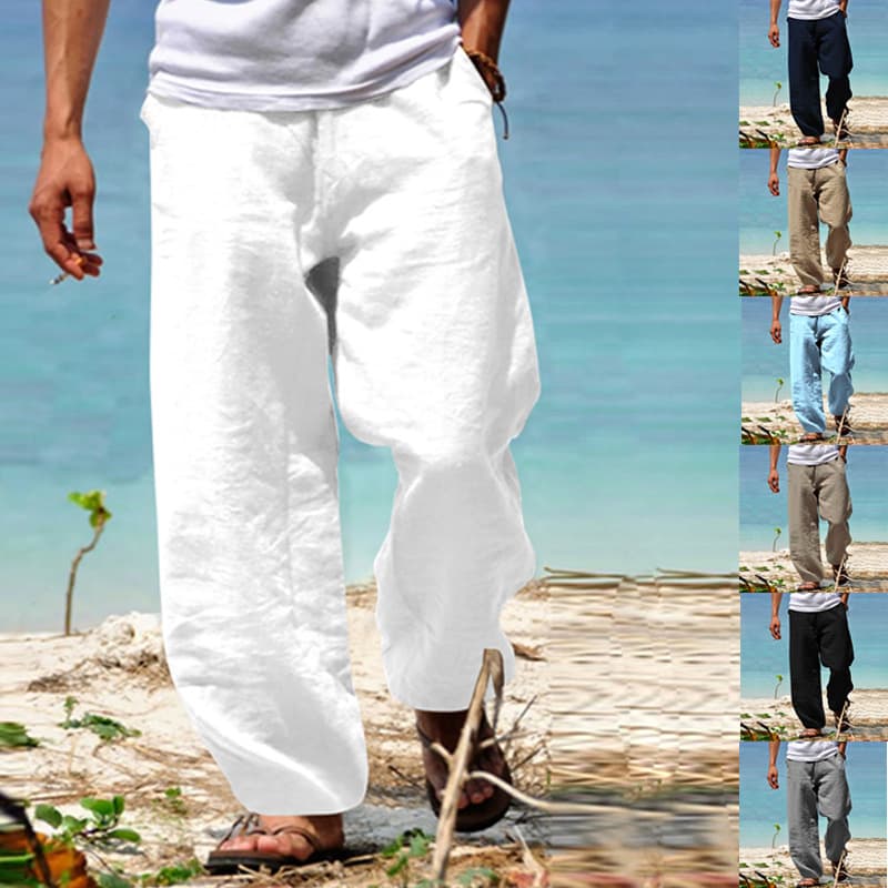 Man's clothing Cotton and hemp casual pants men loose cotton and hemp rope hip hop lamp wide leg straight pants men's wear