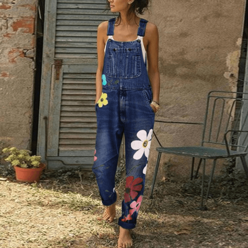 Women's Printed Strappy Pants Floral Halter Jeans