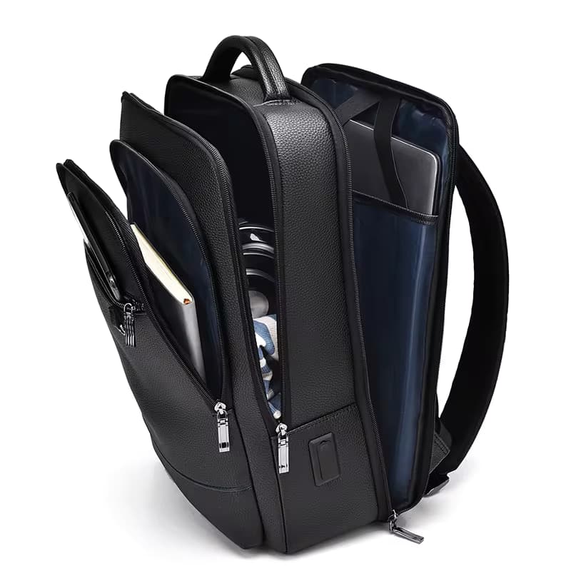 USB Charging Backpack Men PU Leather Satchel Executive Briefcase Office Travel Laptop Office Business Shoulder Back Pack Male