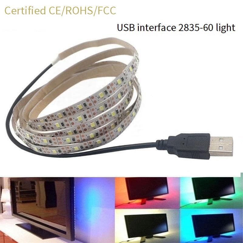 Bande lumineuse LED monochrome – USB 5 V, Plug & Play, flexible et découpable, rétroéclairage autocollant – Blanc chaud 3 000 K / Blanc froid 5 000 K
