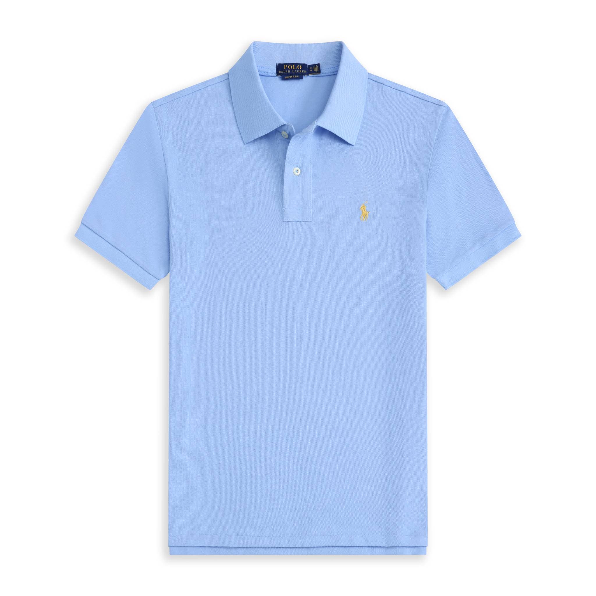 Polo RL Pony Logo pour homme, brodé, en coton uni, grande taille, manches courtes, coupe ample.