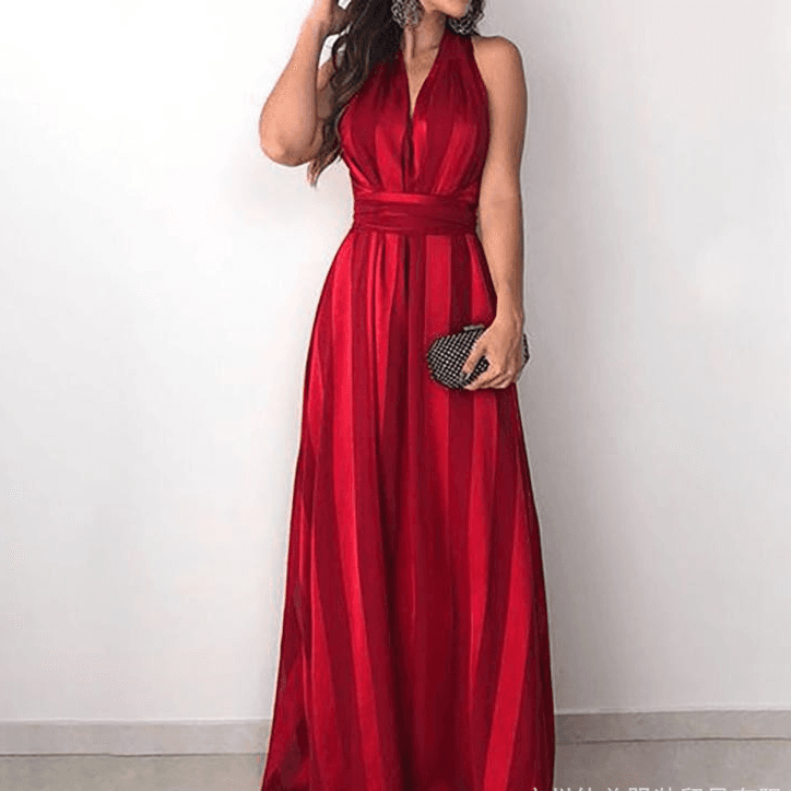 Women's Clothing spring and summer striped strap V neck sexy evening dress dress for women