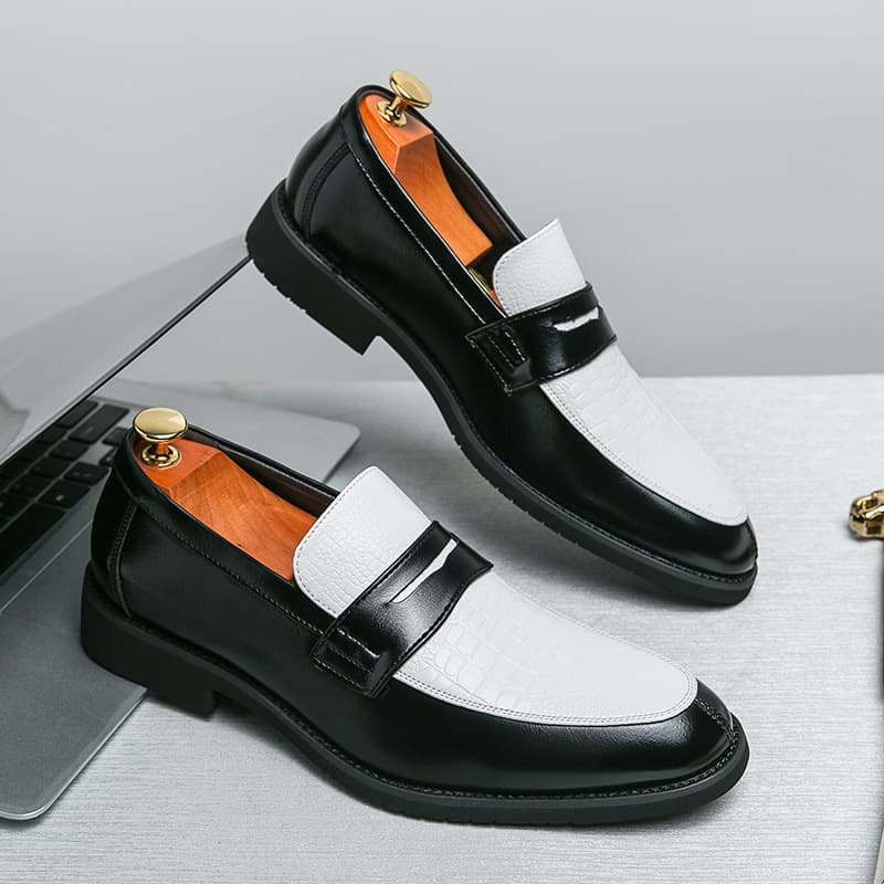 Business Formal Suit, Footwell, Loafers, Fashionable Contrasting Color, Open Mouth Laughing Leather Shoes, Men's Plus