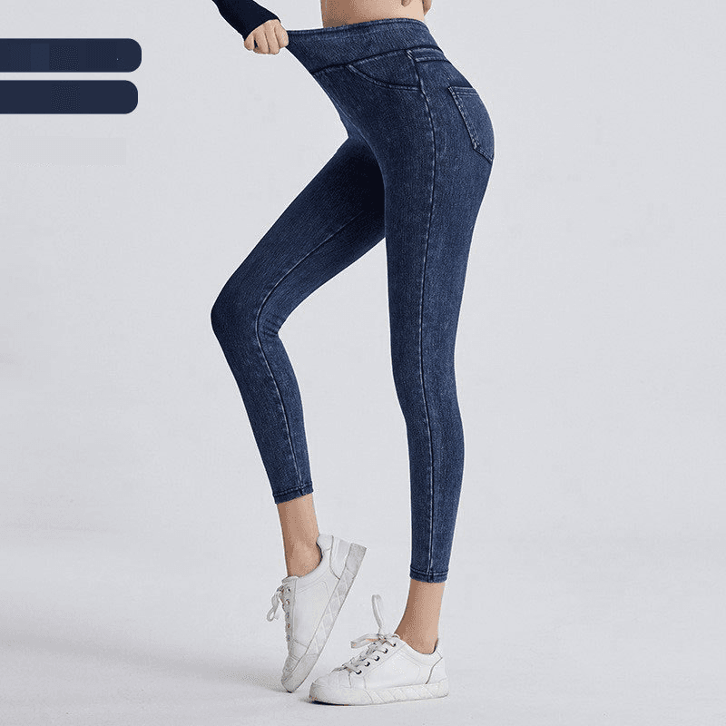 Women’s Clothing New Full Series Double Pocket High Waist Tight Yoga Jeans Slimming Hip Lifting Enlarged Fitness Pants