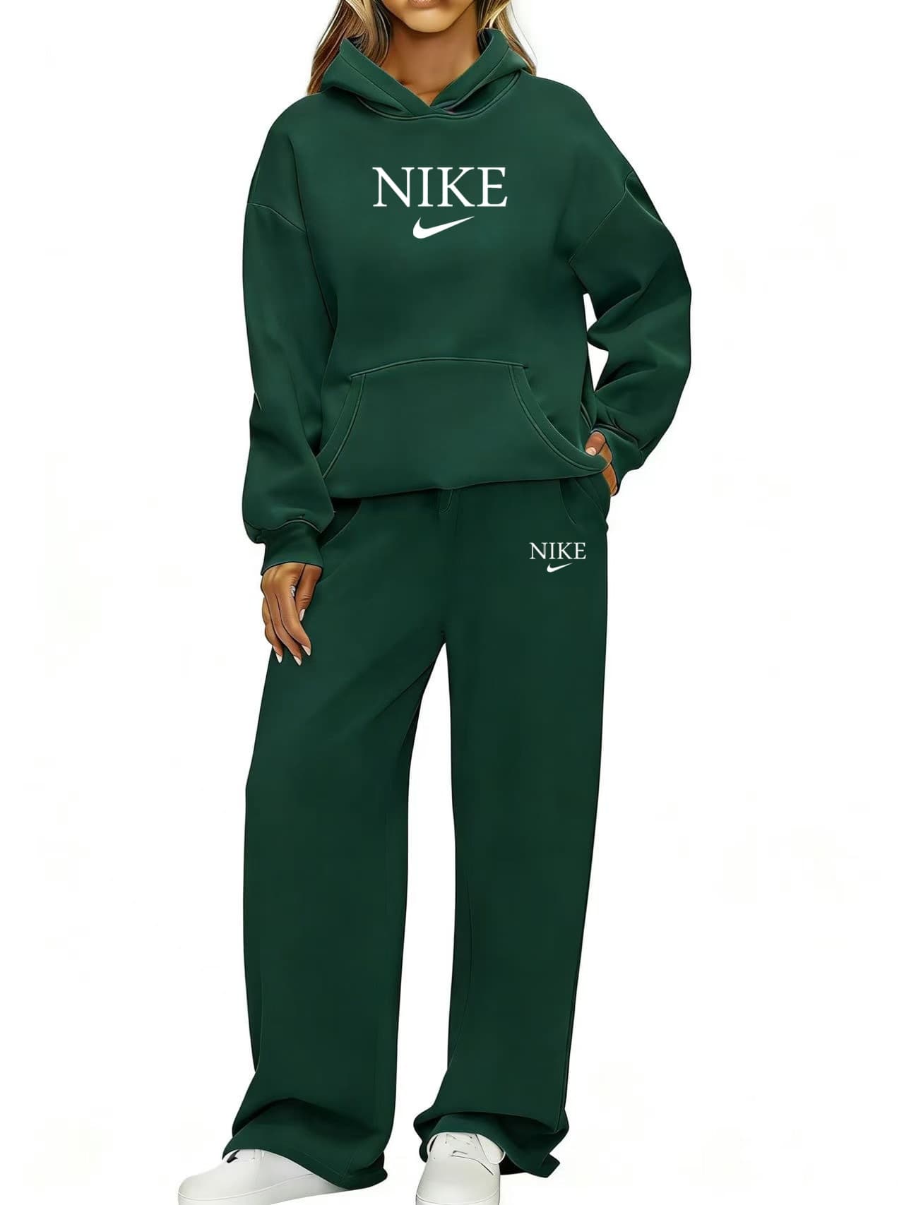 Ensemble de survêtement Nike pour femme, sweat à capuche oversize, pantalon de jogging, style streetwear, 2 pièces