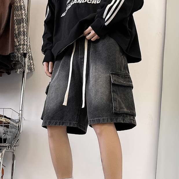 Men's Clothing Summer Retro Fashion Brand Denim Shorts Unisex American Workwear Casual Shorts Loose Large Size Shorts