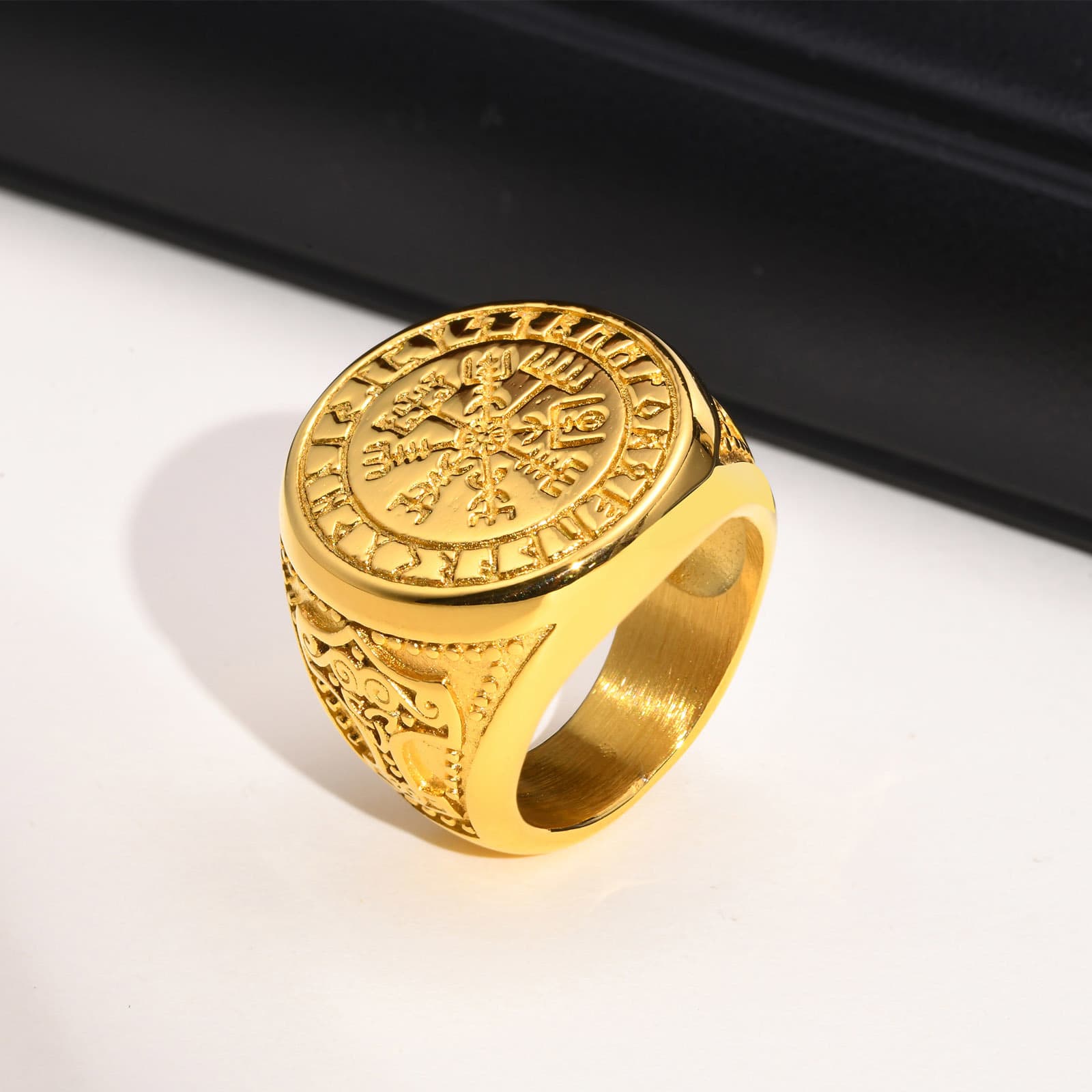 Vnox Cool Punk Norse Viking Thor Mjolnir Hammer Rings for Men,Solid Stainless Steel Metal Rock Axe Signet Finger Bands
