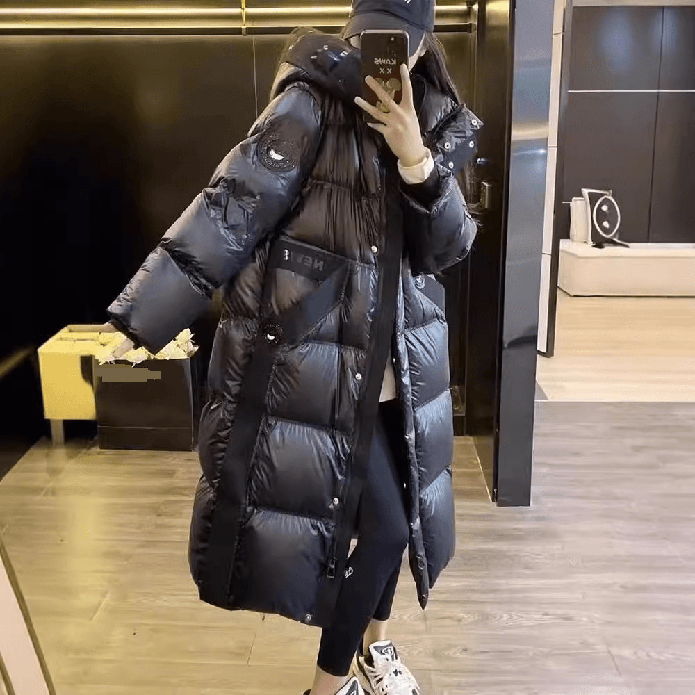 Women's Clothing high end black and gold long winter coats jacket for women winter new style fashionable over knee shiny winter coats jacket