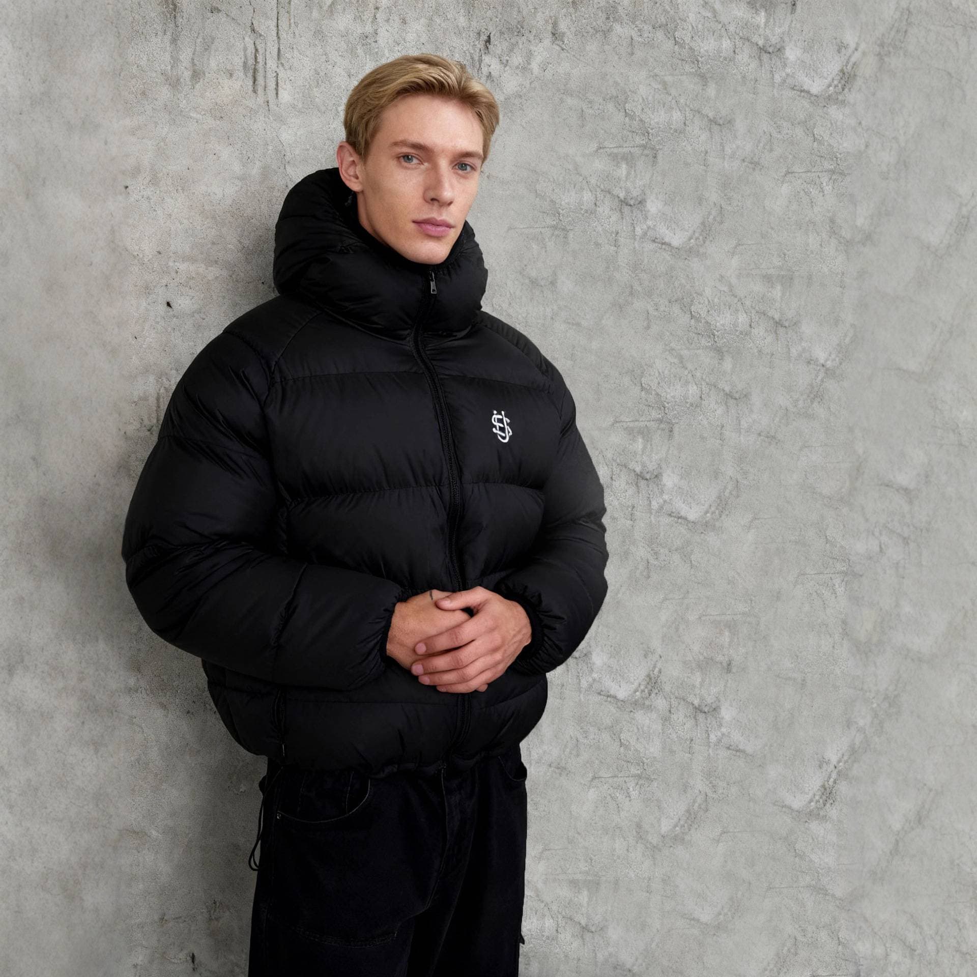 Men's Clothing 26 High-Quality US Letter Print Winter Hooded Warm Thick Down Cotton Jacket