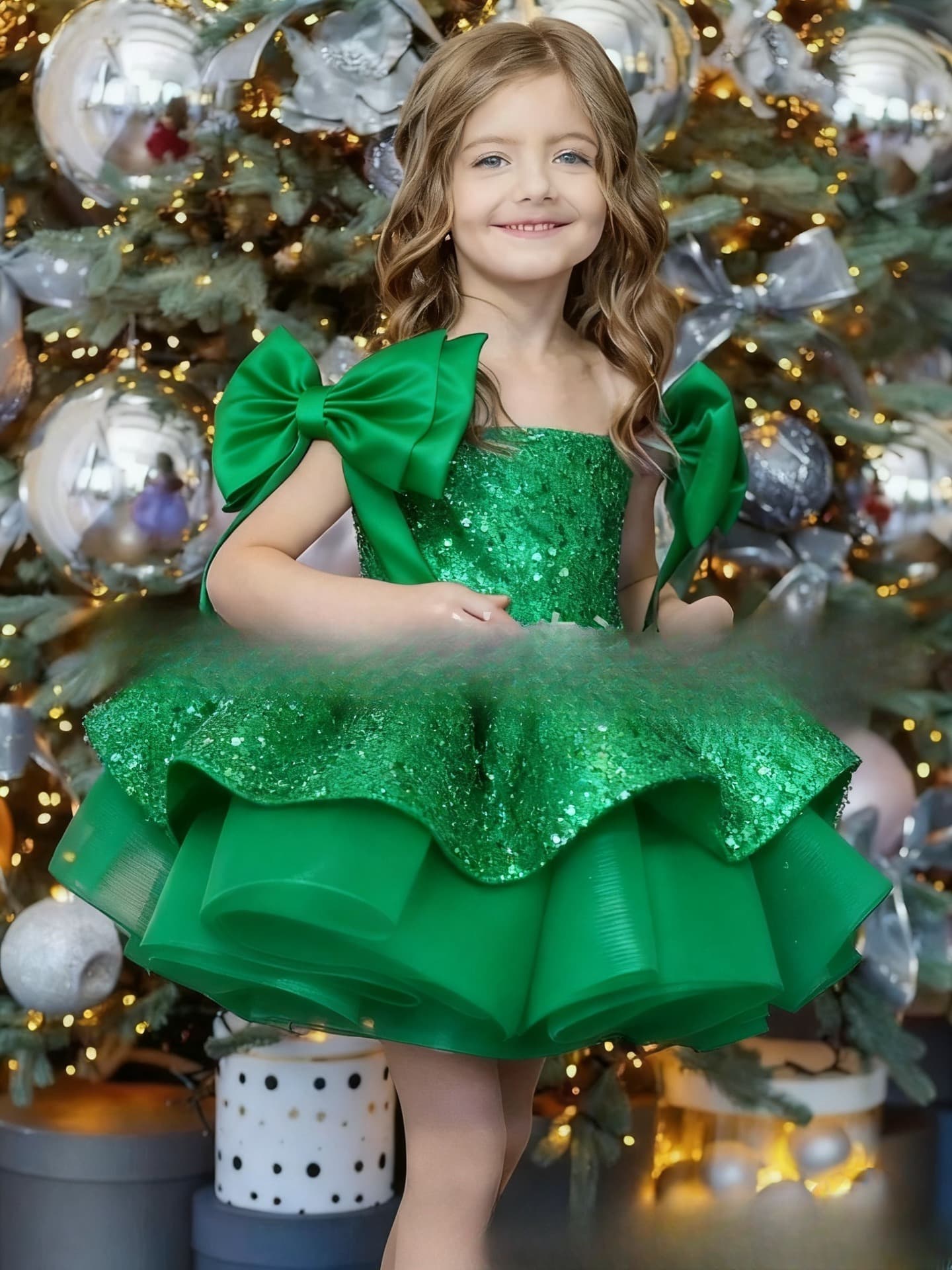 Robe de princesse de luxe pour filles - Robe élégante de fête d'anniversaire avec broderies florales et jupe en tulle, robe de cérémonie pour le