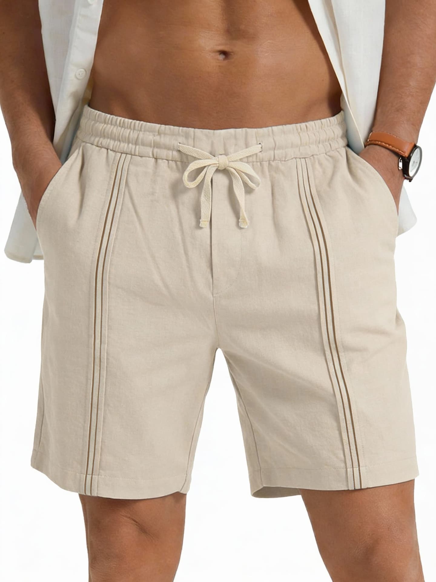 Men's Shorts, Hot-selling Linen Thin Loose Five-point Pants, Trendy Beach Shorts