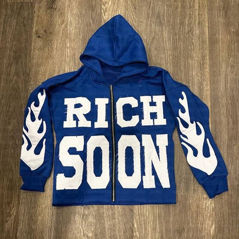 Letter Print Zipper Cardigan Casual Personality Trend High Street Hip Hop Style Men And Women Sweatshirt