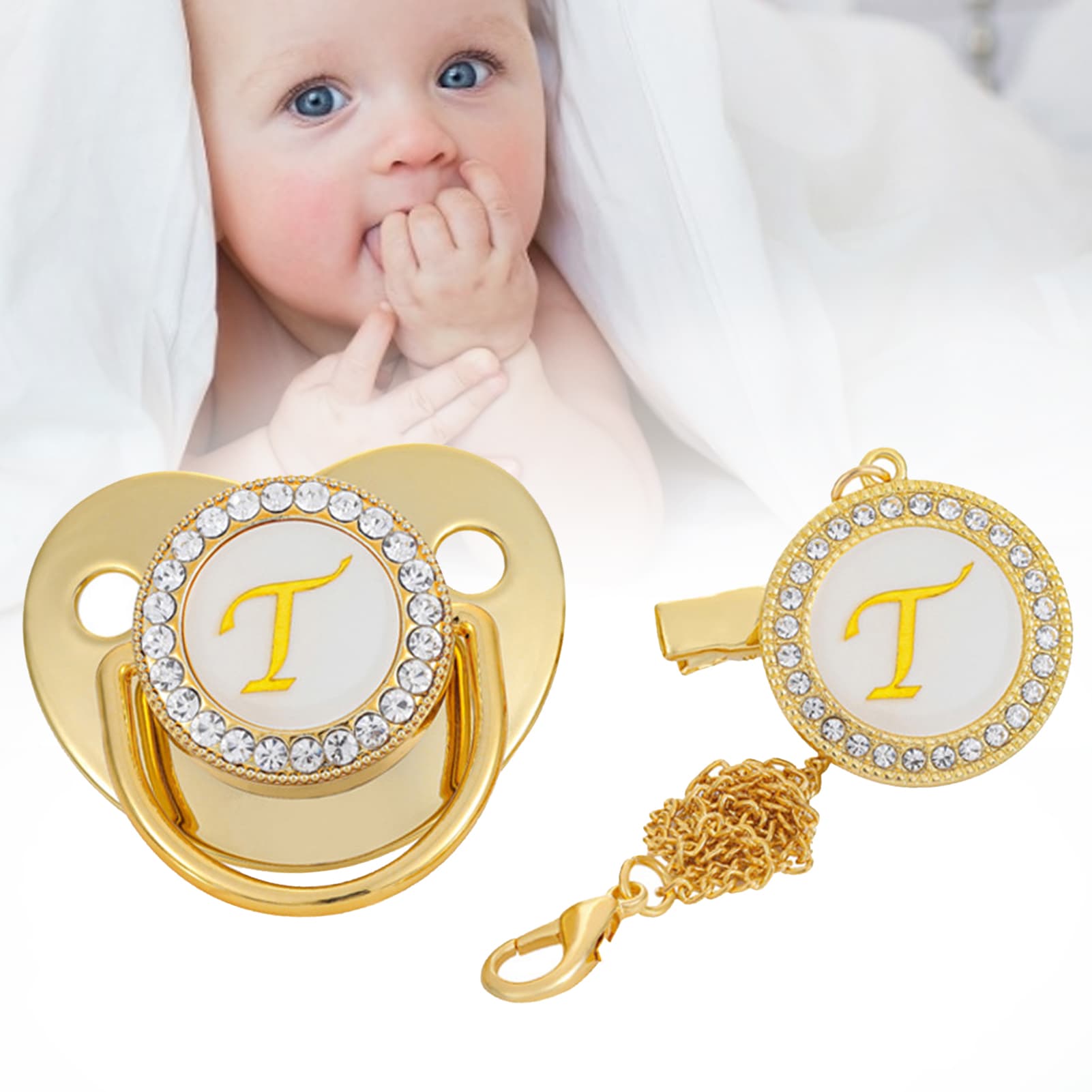 Jinleiou Food Grade Pacifier Gum Soothing Mood Silicone English Letter Baby Pacifier for Baby-sitter