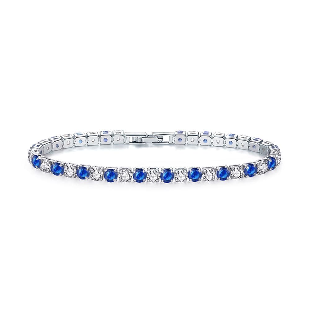 Bracelet en zircon à une rangée de diamants ronds de 4 mm, style tennis, bijou hip-hop à bordure croisée.