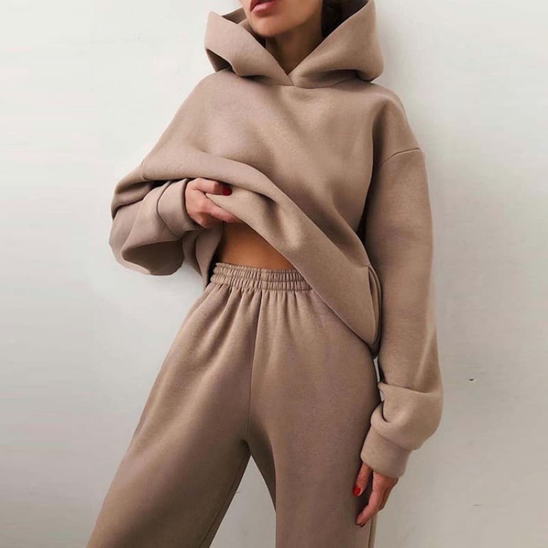 Women's Clothing casual fashion thickened long-sleeved sweatshirt and trousers two-piece suit