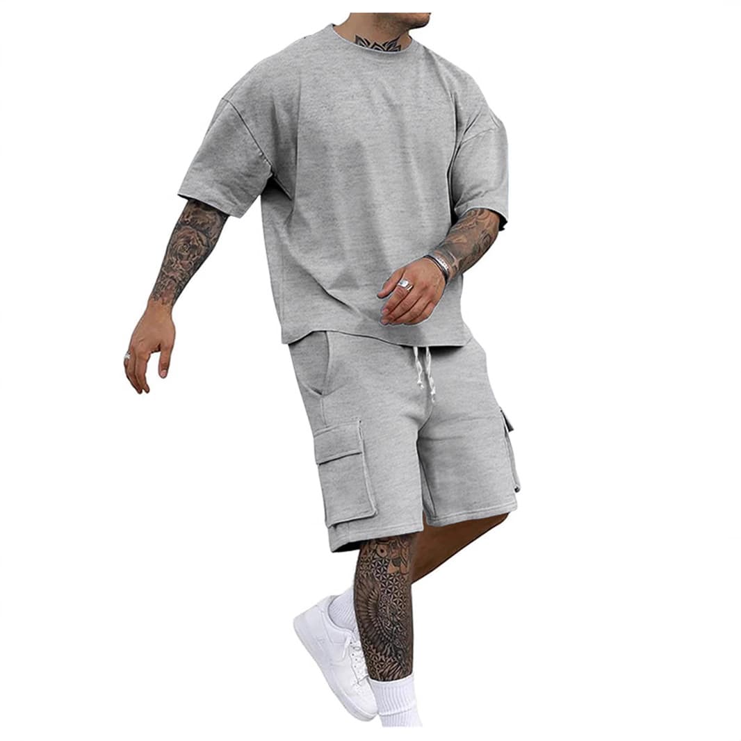 Unbeatable Quality Men's Summer Loose Fashion Casual Sports Men's T-shirt Short Sleeved Shorts Two-piece Set