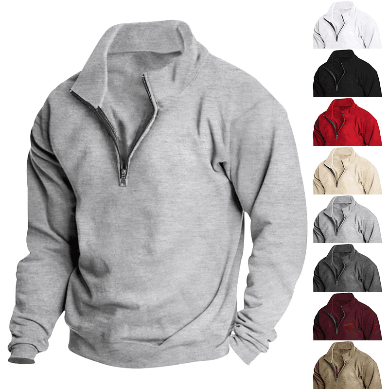 Men's Clothing Hoodie Stand Collar Half Zip Long Sleeve Trend