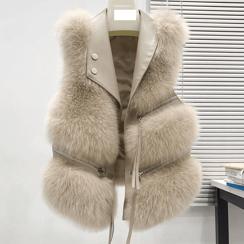 Women's Clothing Fur vest women's short coat slim fit fashionable young style winter all match splicing fox fur winter