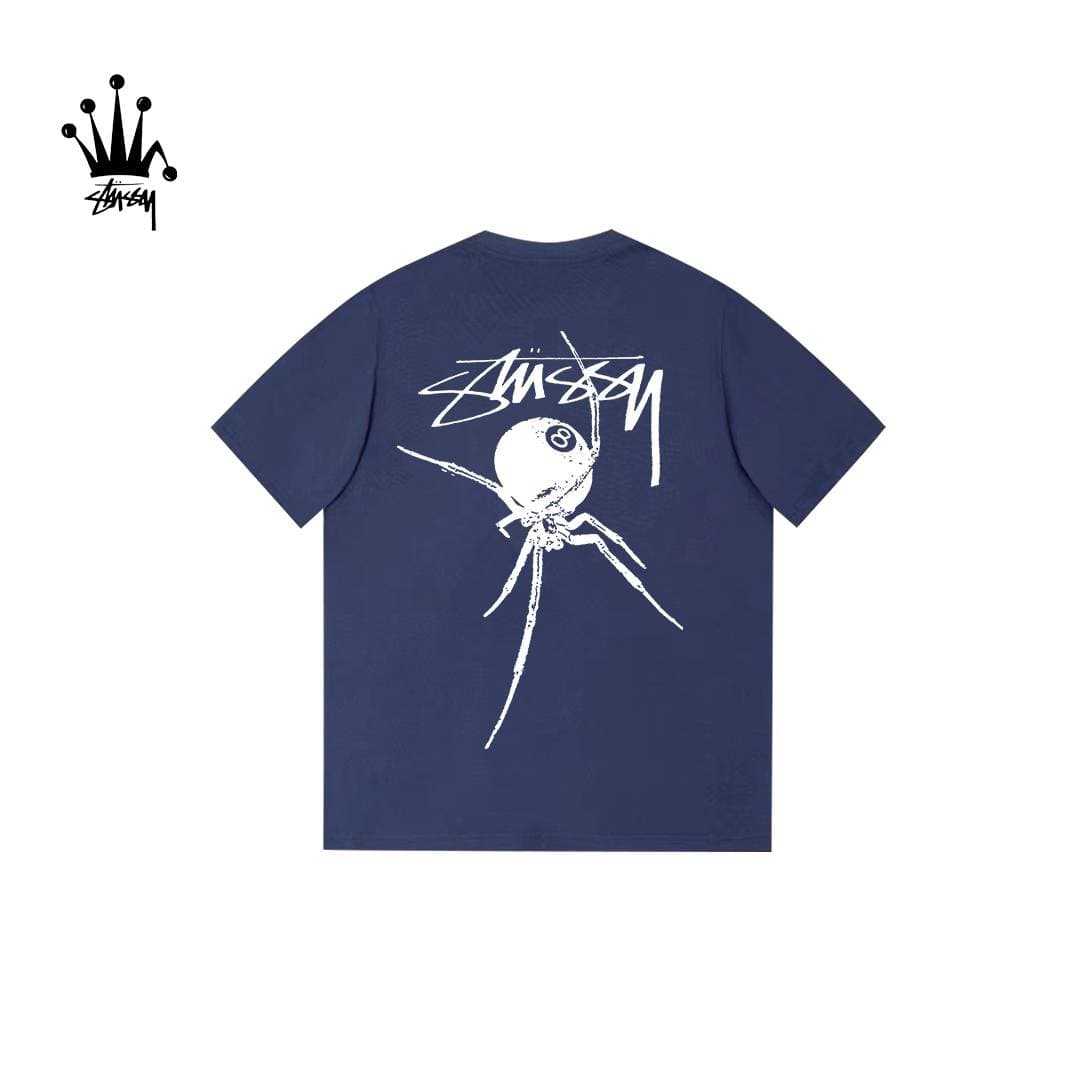 Stussy Spider Print Pattern Pure Cotton Short Sleeved T-shirt
