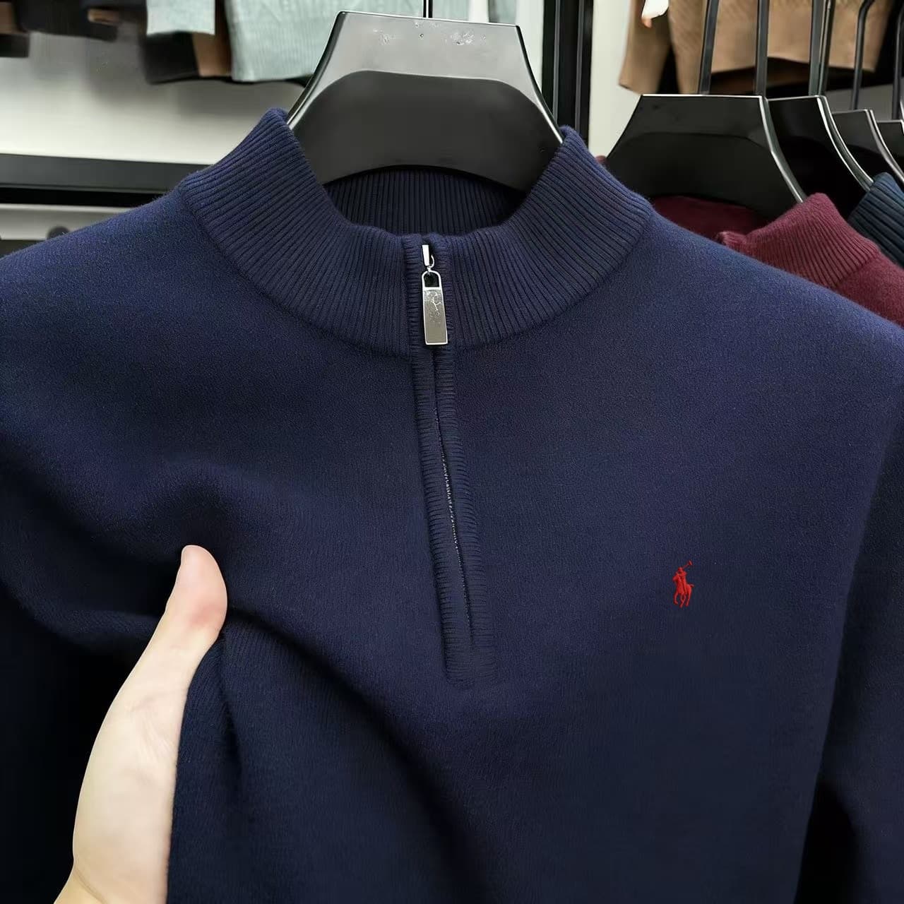 Pull mi-montant décontracté et tendance pour homme Lav-Xiaoma, collection automne-hiver, veste chemise chaude en maille zippée, taille 8