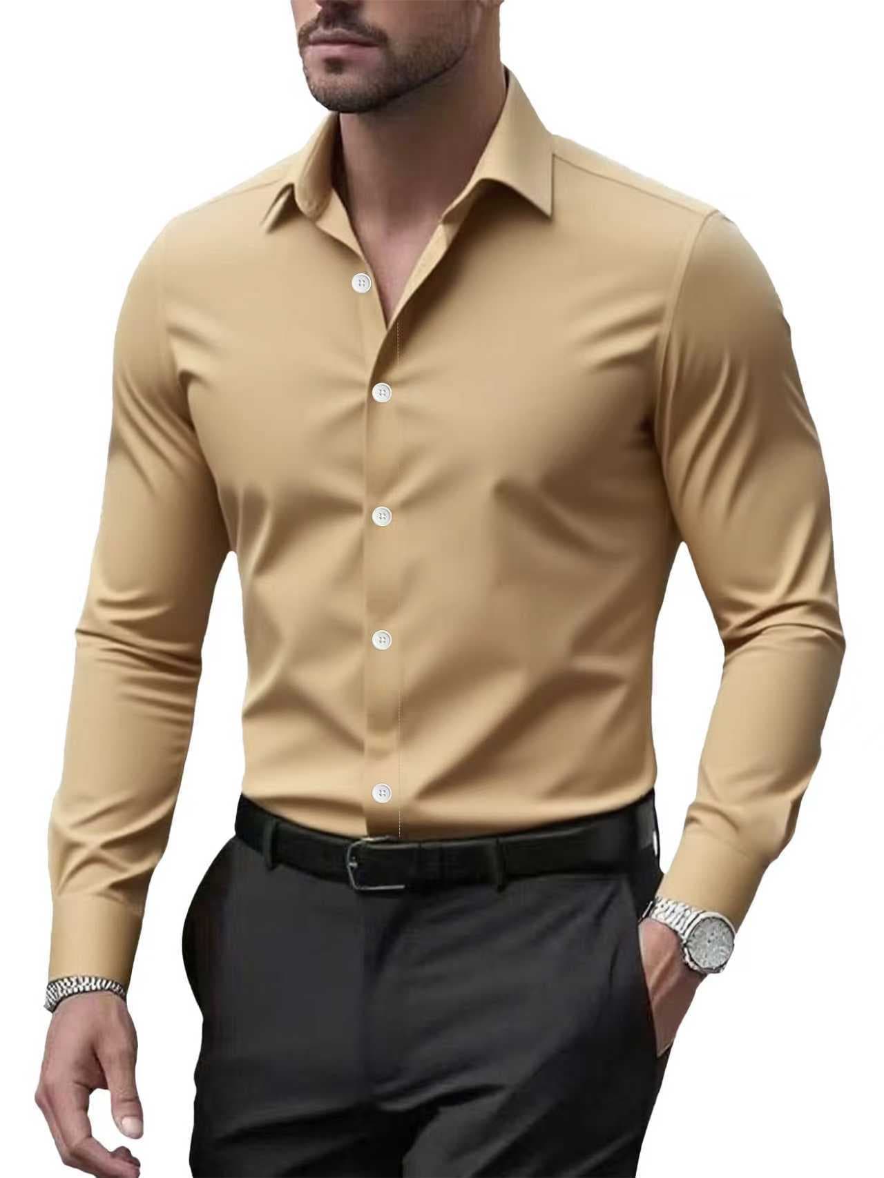 Chemise blanche à manches longues pour homme, vêtement de travail, coupe slim, grande taille, style professionnel, printemps et automne