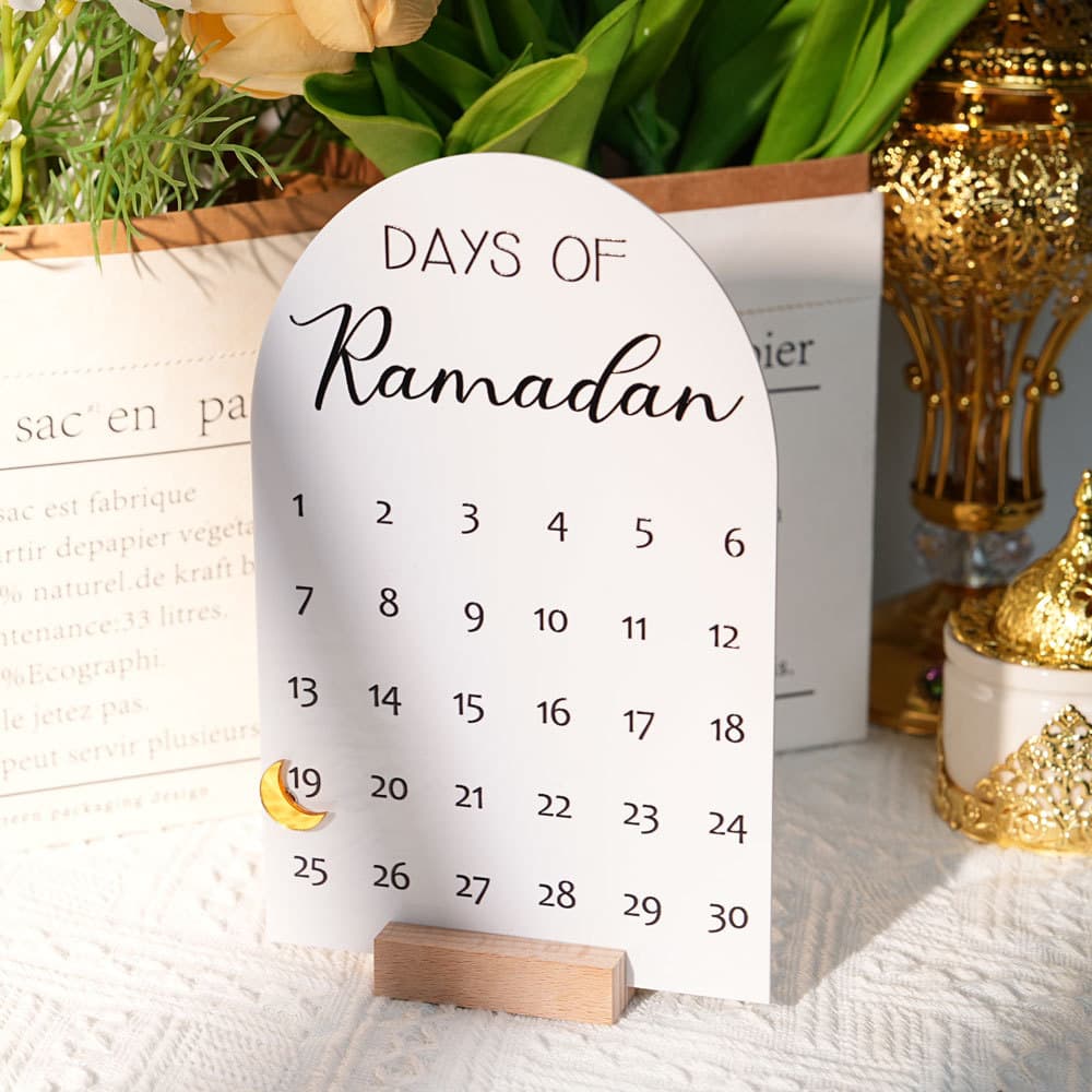 Home Decor 3D Acrylic Countdown Display Tabletop Decoration, White Mirror Surface Ornament