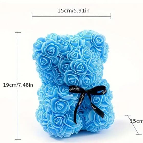 Romantic Foam Rose Flower Bouquet, Birthday Present, Cute Hugging Bear Plush Toy For Valentine's Day, Anniversary, Wedding