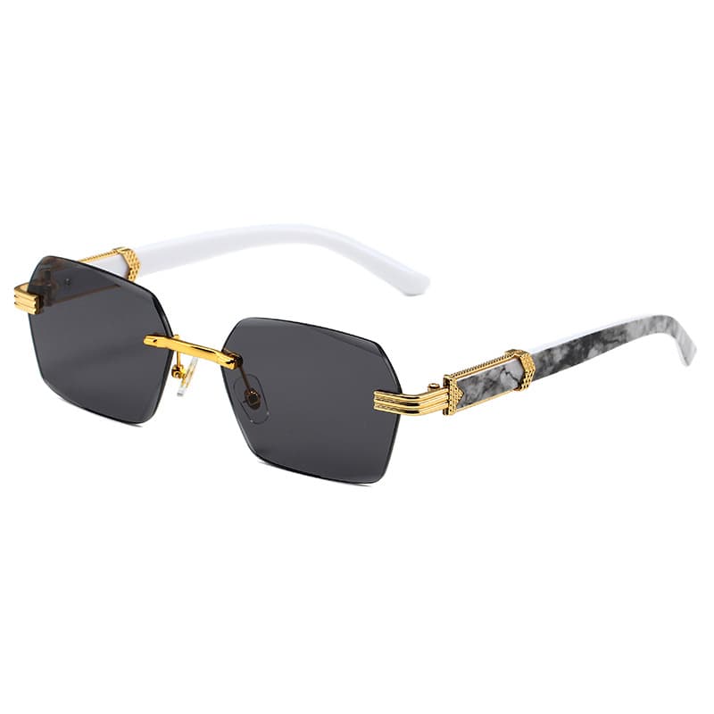 Unisex Square Glasses Rimless Cut Edge Sunglasses Women's Fashion Glasses Gradual Color Sunscreen Sunglasses