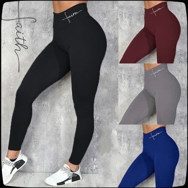 Women's waist letter-printed leggings Hip lift stretch high-waisted leggings